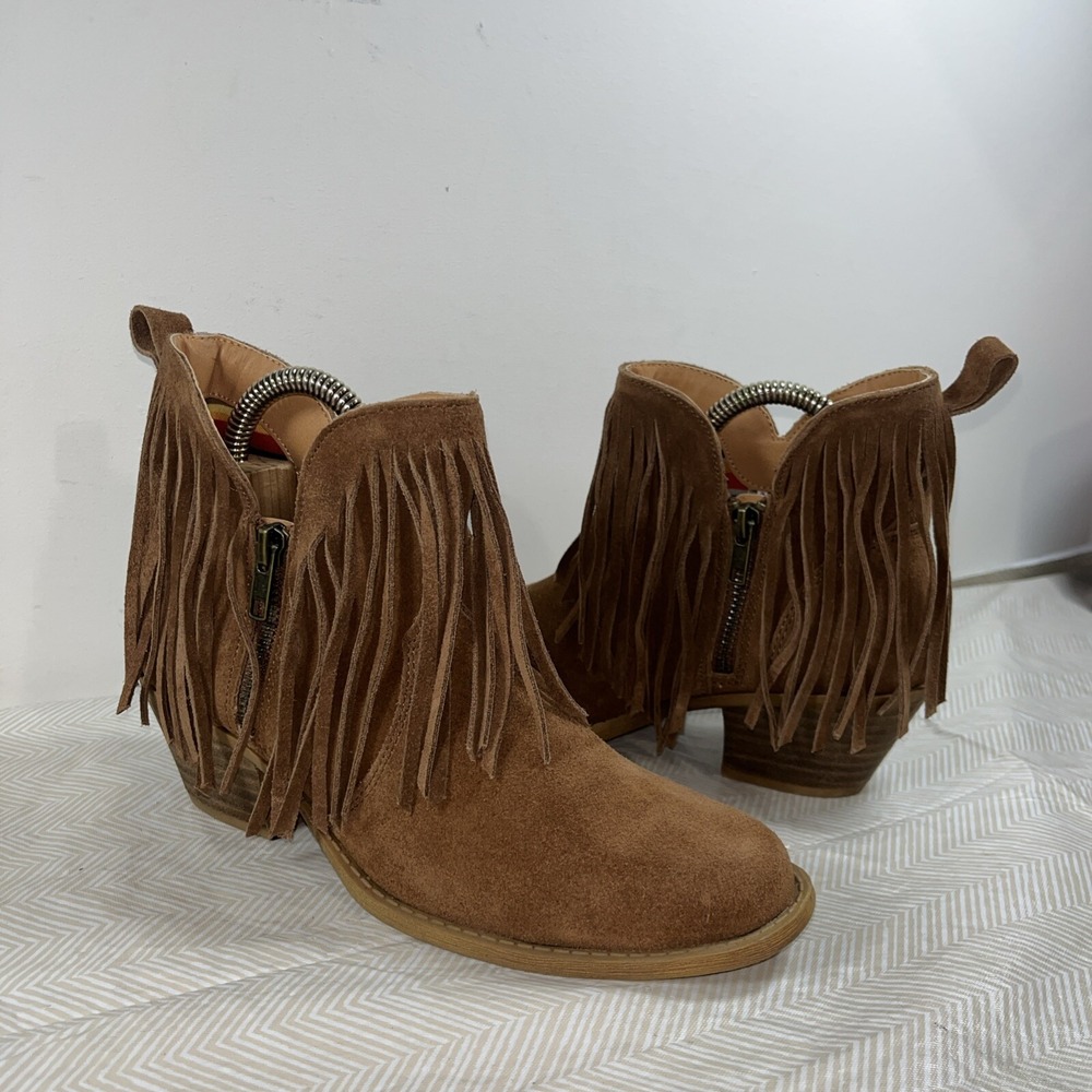 Dingo Womens Tangles Fringe Pointed Toe‎ Booties Brown 6M Casual Western Cowgirl